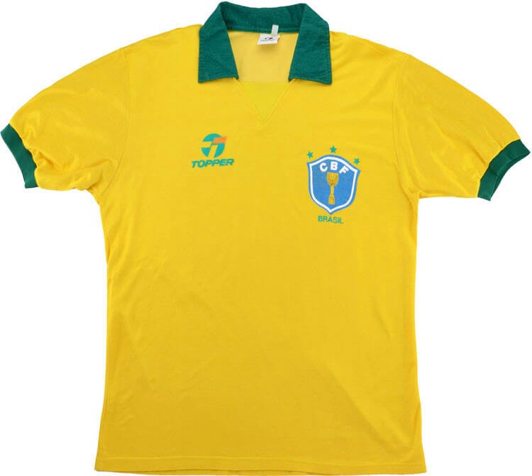 Authentic Camiseta Brasil Topper 1ª Retro 1988 Amarillo